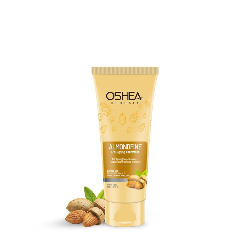 Oshea Herbals Almondfine Anti Agening Gel Face Wash For All Skin Types | Deep Cleansing &amp; Hydrates Skin with Almond Oil &amp; Vitamin E 100gm thumbnail 4