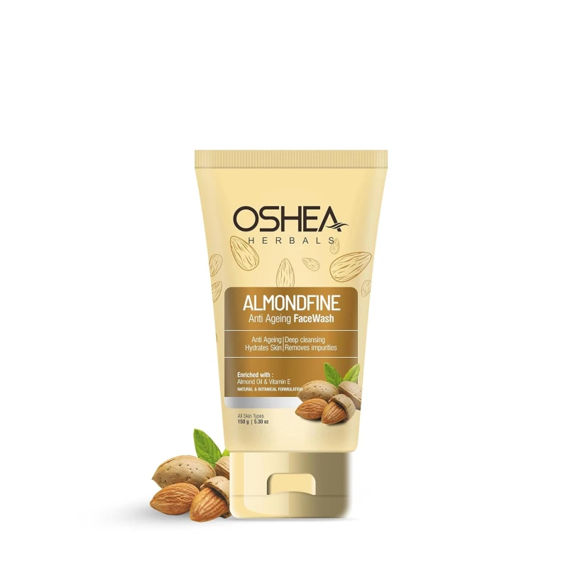 Oshea Herbals Almondfine Anti Agening Gel Face Wash For All Skin Types | Deep Cleansing &amp; Hydrates Skin with Almond Oil &amp; Vitamin E 150gm thumbnail 2