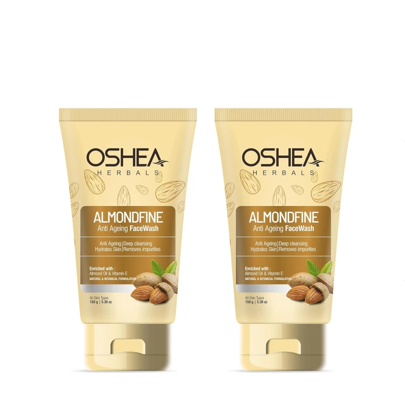 Oshea Herbals Almondfine Anti Agening Gel Face Wash For All Skin Types | Deep Cleansing &amp; Hydrates Skin with Almond Oil &amp; Vitamin E 150gm (Pack of 2) - Thumbnail 4