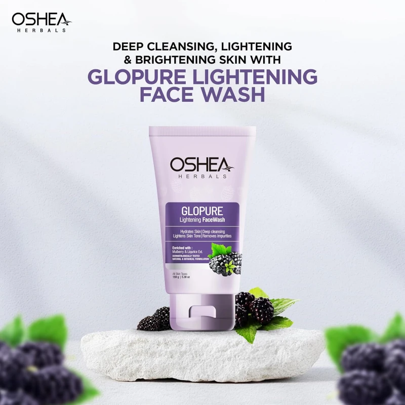 Oshea Herbals Glopure Lightening Face Wash- Hydrates Skin | Deep Cleansing | Lightens Skin | Tone &amp; Removes Impurities 150 Gram (Pack of 2) - Thumbnail 4