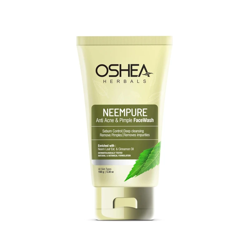 Oshea Herbals Neempure Anti Acne &amp; Pimple Facewash for Women &amp; Men | Controls Sebum with Deep Cleansing | Reduces Pimples &amp; Blemish Free Clear Skin | Enriched with Neem Extract &amp; Cinnamon Oil - 150g thumbnail 2