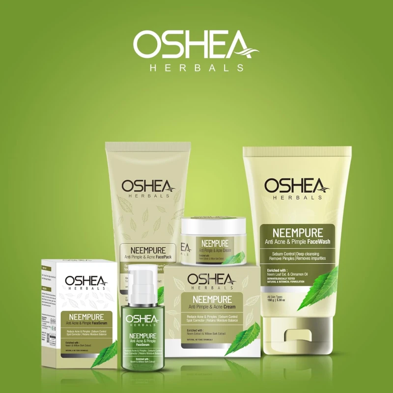 Oshea Herbals Neempure Anti Acne &amp; Pimple Facewash for Women &amp; Men | Controls Sebum with Deep Cleansing | Reduces Pimples &amp; Blemish Free Clear Skin | Enriched with Neem Extract &amp; Cinnamon Oil - 150g thumbnail 4
