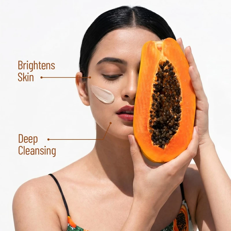 Oshea Herbals Papayaclean Anti Blemishes Gel Face Wash For All Skin Types | Lightens Blemish &amp; Brightens Skin with Papaya Extracts &amp; Vitamin E - 50g (pack of 2) thumbnail 2
