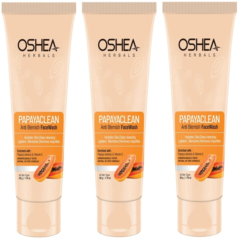 Oshea Herbals Papayaclean Anti Blemishes Gel Face Wash for Women &amp; Men | Hydrating Face Wash for All Skin Types | Lightens Blemishes &amp; Brightens Skin with Papaya Extracts &amp; Vitamin E - 50gm(Pack of 3) - Thumbnail 5