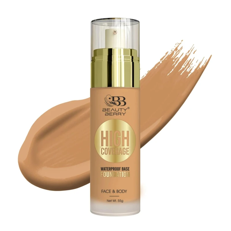 Premium High Coverage Foundation for Women – Waterproof Matte Liquid Base for Face &amp; Body | Full Coverage Long Lasting Makeup | Lightweight Blendable Professional Foundation 55g (Almond) - Thumbnail 4