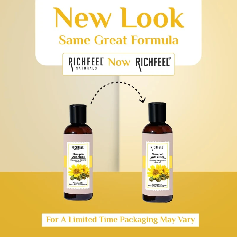 Richfeel Arnica Anti Dandruff Shampoo - Clears Dandruff Flakes, Relieves Excessive Oil, and Soothes Itching | 100 ml thumbnail 3