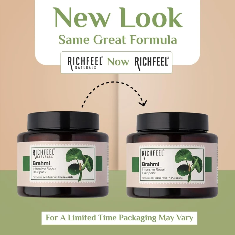 Richfeel Brahmi Intensive Repair Hair Pack | Controls Hair Fall | Treats Damage, Split Ends and Breakage | Deep Conditioning |Trichologist Formulated | 500g thumbnail 3