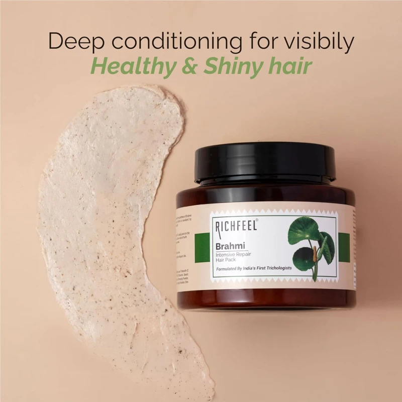 Richfeel Brahmi Intensive Repair Hair Pack | Controls Hair Fall | Treats Damage, Split Ends and Breakage | Deep Conditioning |Trichologist Formulated | 500g thumbnail 9
