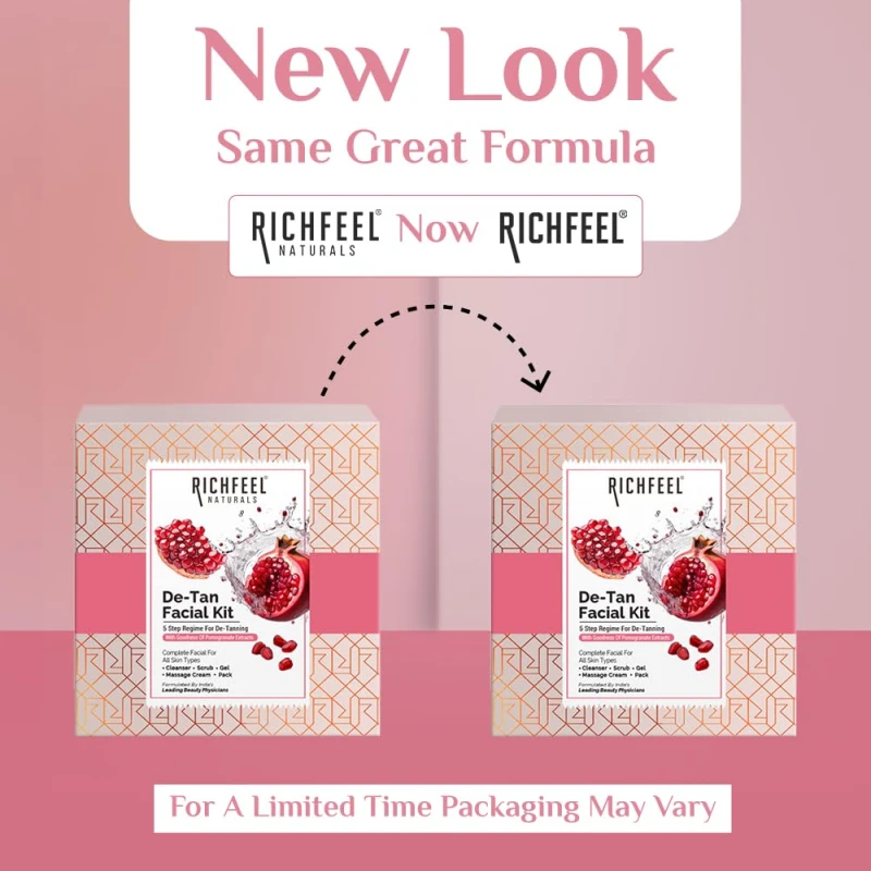 Richfeel Detan Facial Kit | Pomegranate Infused De-tanning Skincare for Brighter Complexion and Reduced Pigmentation | 30 g thumbnail 3
