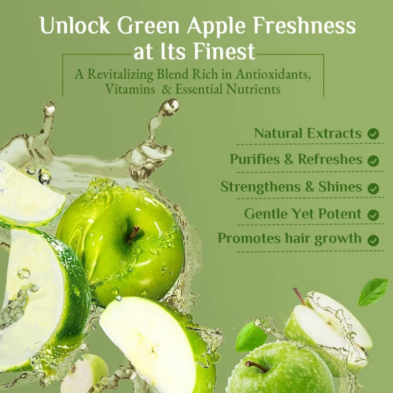 Richfeel Green Apple Shampoo For Dry &amp; Damaged Hair | Anti Dandruff | Promotes Healthy, Shiny and Glossy Hair | Nourishes Scalp | Makes Hair Soft &amp; Smooth | All Skin Types | 500 ml - Thumbnail 5