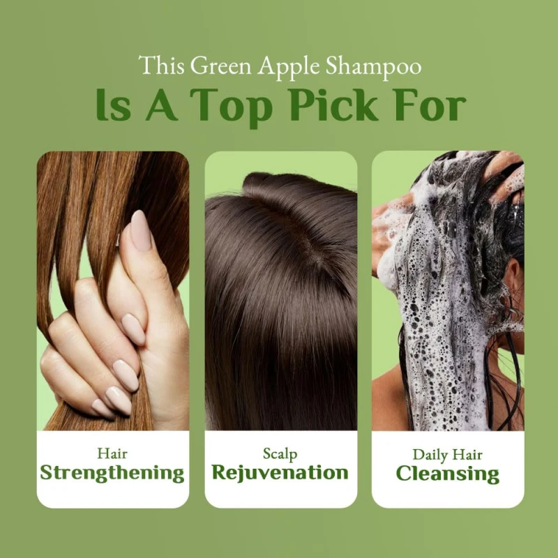 Richfeel Green Apple Shampoo For Dry &amp; Damaged Hair | Anti Dandruff | Promotes Healthy, Shiny and Glossy Hair | Nourishes Scalp | Makes Hair Soft &amp; Smooth | All Skin Types | 500 ml - Thumbnail 6