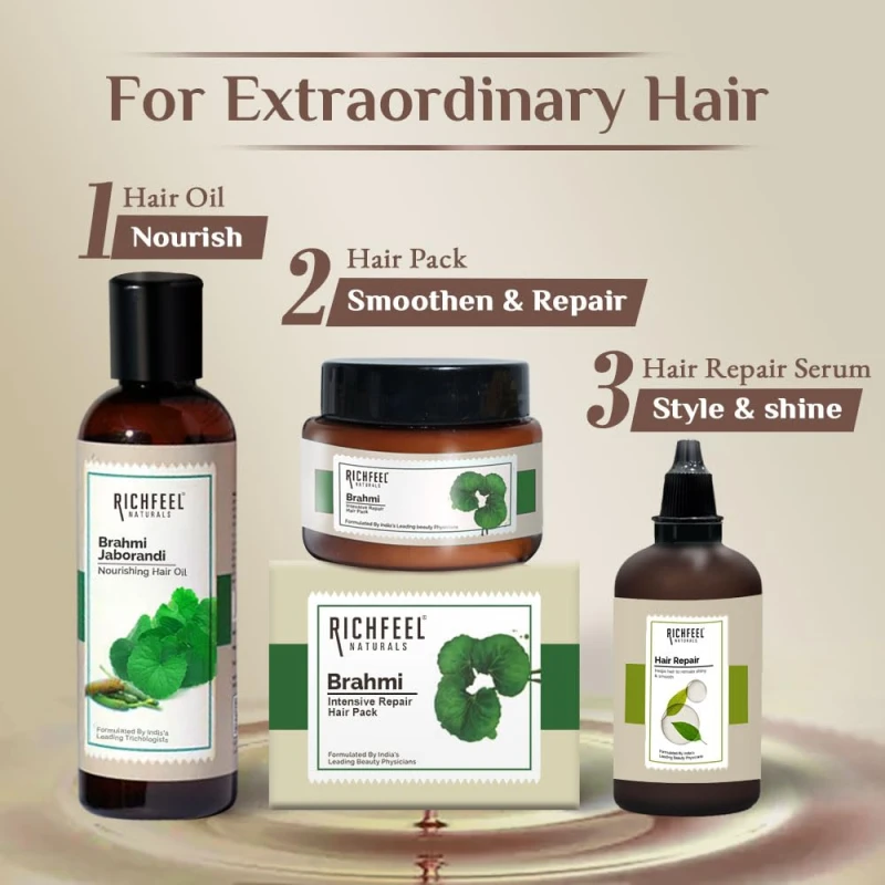 Richfeel Hair Repair Serum for Women &amp; Men|All Hair Types for Frizz-free, Smooth &amp; Glossy Hair |With Argan Oil &amp; Vitamin E | 60 ml - Thumbnail 4