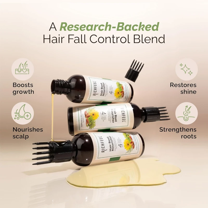 Richfeel Hair Root Nourisher/Tonic | For Hair Fall Control | Hair Growth Treatment | Trichologist Developed Formula | High Concentration | Oil &amp; Silicone Free | 80 ML - Thumbnail 6