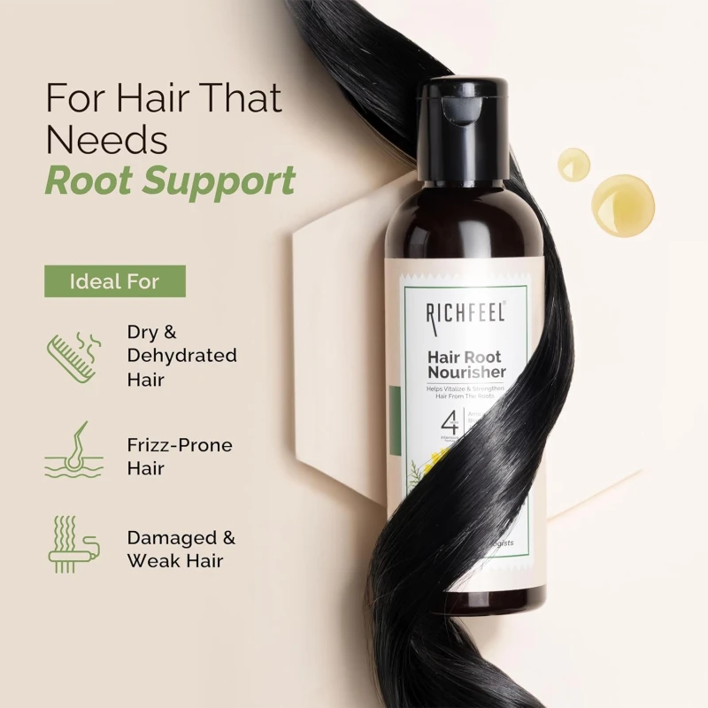 Richfeel Hair Root Nourisher/Tonic | For Hair Fall Control | Hair Growth Treatment | Trichologist Developed Formula | High Concentration | Oil &amp; Silicone Free | 80 ML - Thumbnail 7