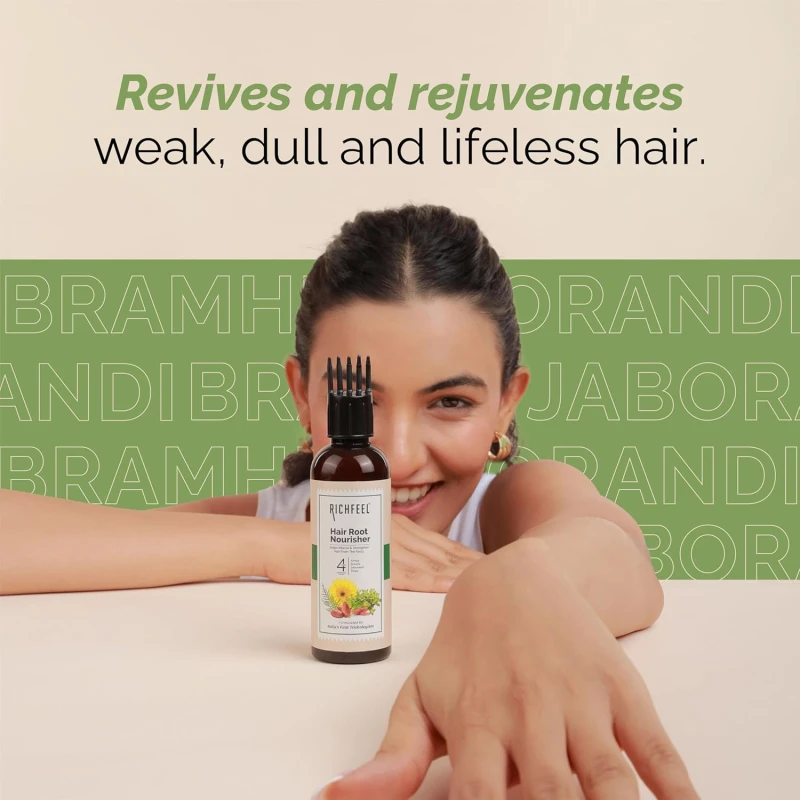 Richfeel Hair Root Nourisher/Tonic | For Hair Fall Control | Hair Growth Treatment | Trichologist Developed Formula | High Concentration | Oil &amp; Silicone Free | 80 ML - Thumbnail 9