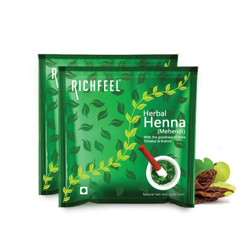 Richfeel Heena Mehendi Powder for Hair | Natural Hair Color and Conditioning with the goodness of Amla, Shikakai &amp; Brahmi | 100 g (Pack of 2) - Thumbnail 2