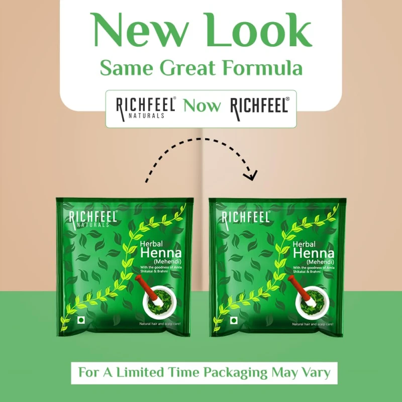 Richfeel Heena Mehendi Powder for Hair | Natural Hair Color and Conditioning with the goodness of Amla, Shikakai &amp; Brahmi | 100 g (Pack of 2) - Thumbnail 3