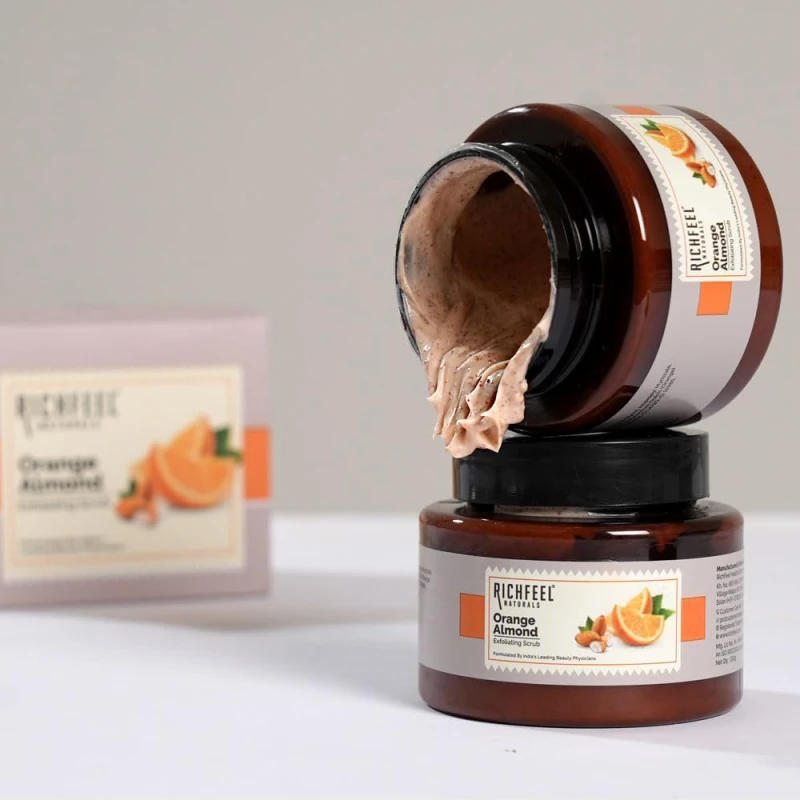 Richfeel Orange Almond Scrub For Brightening &amp; Revitalizing | Gentle Exfoliation | Removes Blackheads &amp; Dead Skin Cells | Suitable for All Skin Types | 100 g thumbnail 6