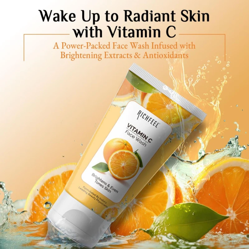 Richfeel Vitamin C Face Wash | 100gm | Antioxidant-Rich Cleanser for Radiant, Firm &amp; Youthful Skin | Boosts Collagen &amp; Fights Toxins | For All Skin Types (Pack of 2) - Thumbnail 4