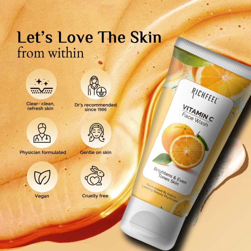 Richfeel Vitamin C Face Wash | 100gm | Antioxidant-Rich Cleanser for Radiant, Firm &amp; Youthful Skin | Boosts Collagen &amp; Fights Toxins | For All Skin Types (Pack of 2) - Thumbnail 5