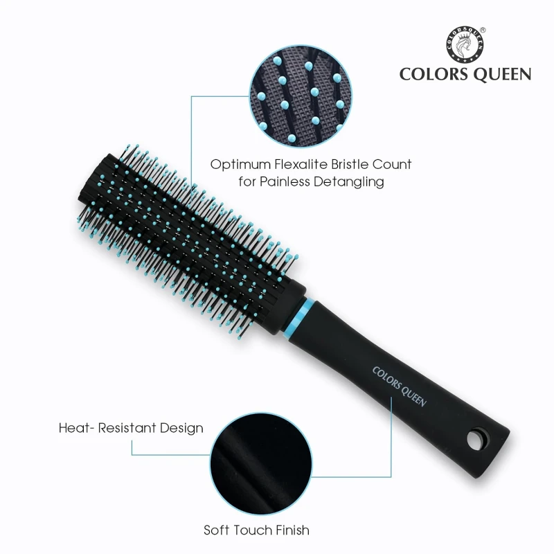 Round Hair Brush with Strong &amp; Flexible Bristles Having Anti-static ball Tips | Blow Dryer Hair Brush for Quick Curls, Waves | Hair Brush for Men &amp; Women - Thumbnail 4
