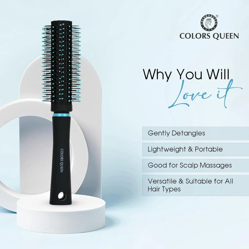 Round Hair Brush with Strong &amp; Flexible Bristles Having Anti-static ball Tips | Blow Dryer Hair Brush for Quick Curls, Waves | Hair Brush for Men &amp; Women - Thumbnail 5