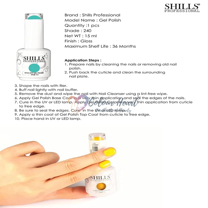 SHILLS PROFESSIONAL UV/LED Soak Off Gel Polish (Gel nail polish) Nail art nail polish Color Shade 145 thumbnail 5